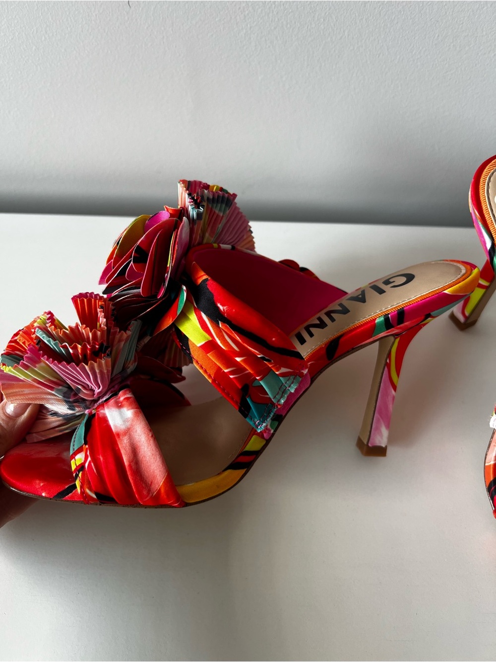Ganni Red Multicolor Floral Heeled Sandals - Picture 6 of 9